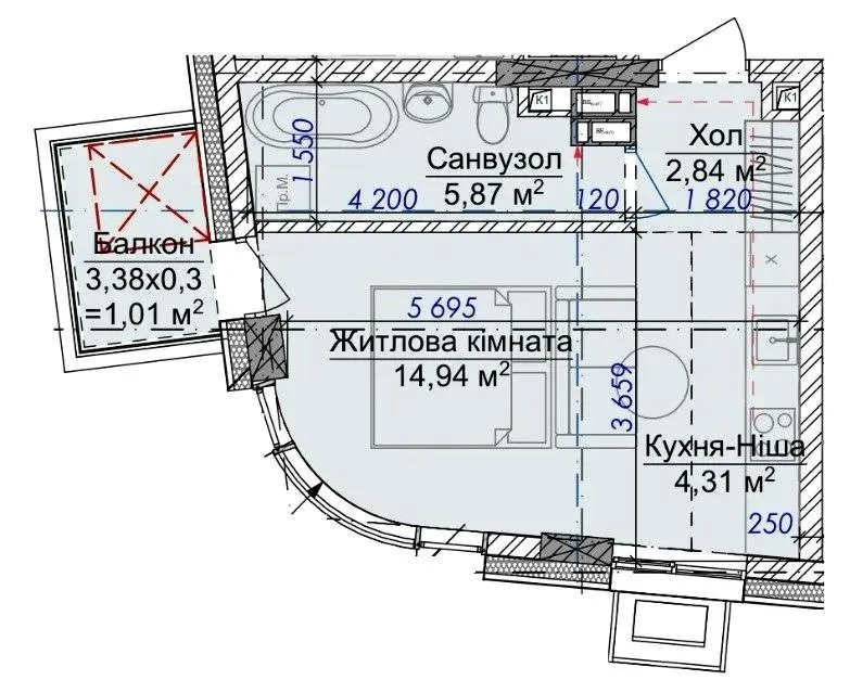 ЖК VILNYI — 27.9 м²