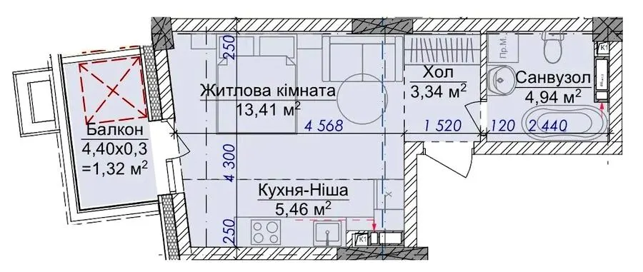 ЖК VILNYI — 31.2 м²