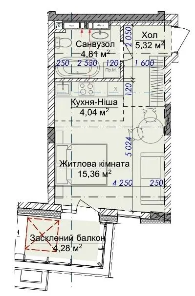 ЖК VILNYI — 34.3 м²