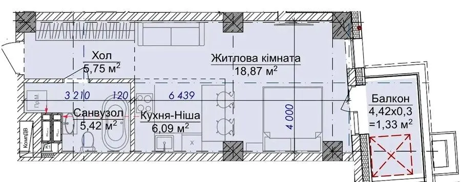 ЖК VILNYI — 40.6 м²