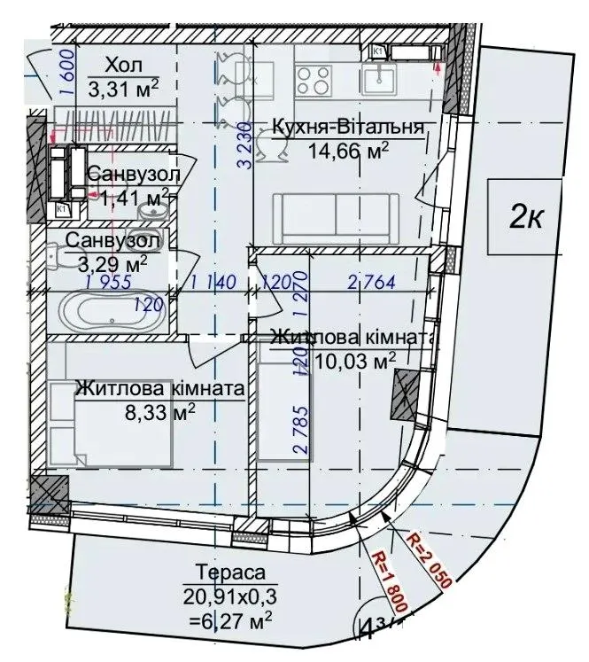ЖК VILNYI — 47.3 м²