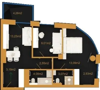 ЖК VILNYI — 55.4 м²
