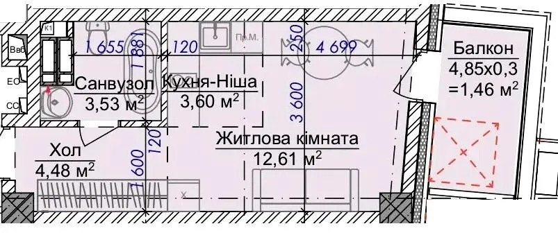 ЖК VILNYI — 25.7 м²