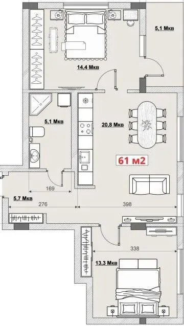 ЖК MISTO — 61 м²