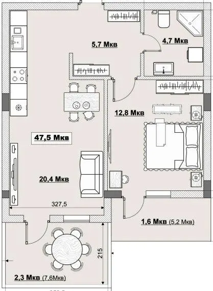ЖК MISTO — 47.5 м²