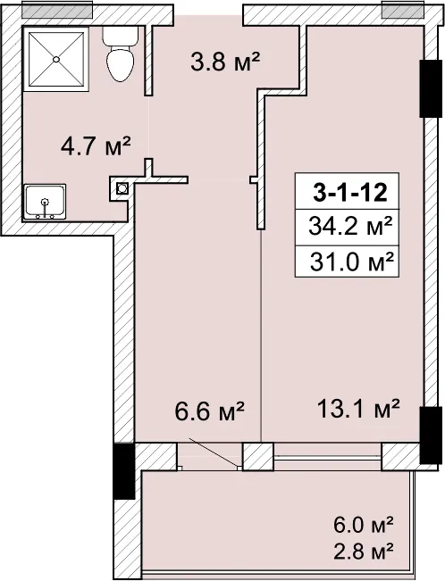 ЖК Golden City — 34.2 м²
