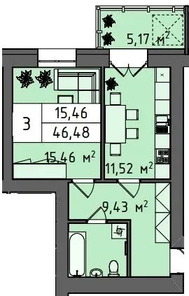 ЖК Стокгольм — 46.5 м²