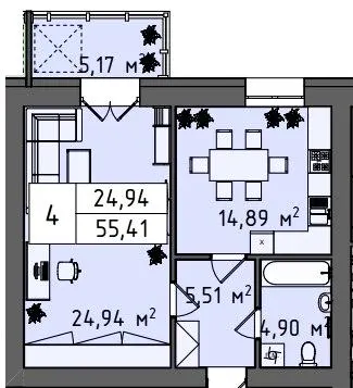 ЖК Стокгольм — 55.4 м²