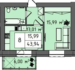 ЖК Стокгольм — 43.9 м²