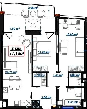 ЖК PARK AVENUE premium — 77.2 м²