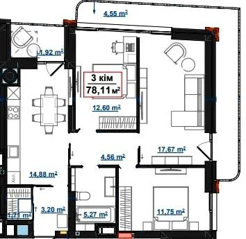 ЖК PARK AVENUE premium — 78.1 м²