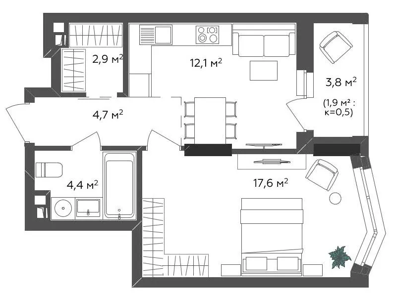 ЖК Fjord — 43.6 м²