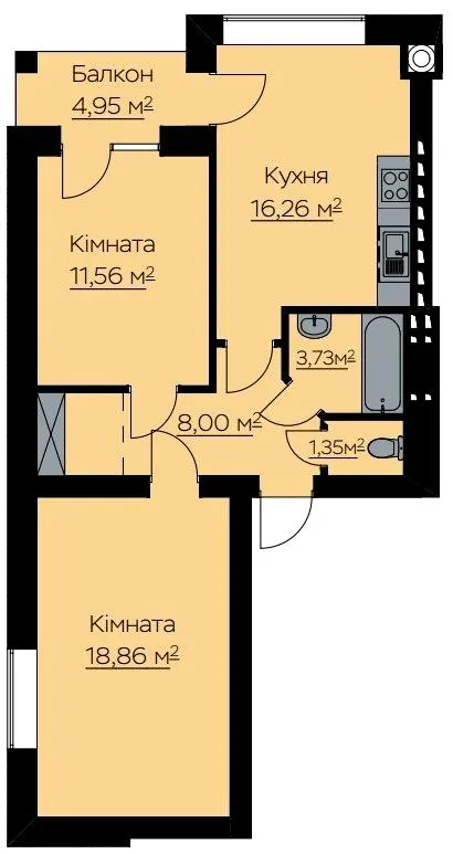 ЖК Світло — 61.2 м²
