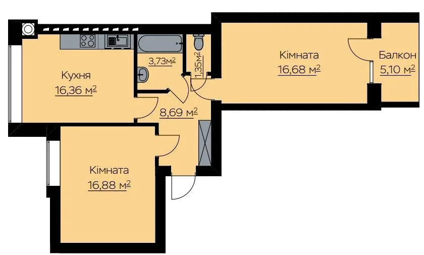2-кімнатна квартира, 65 м², вул. Боголюбська, 132, Луцьк — фото 1