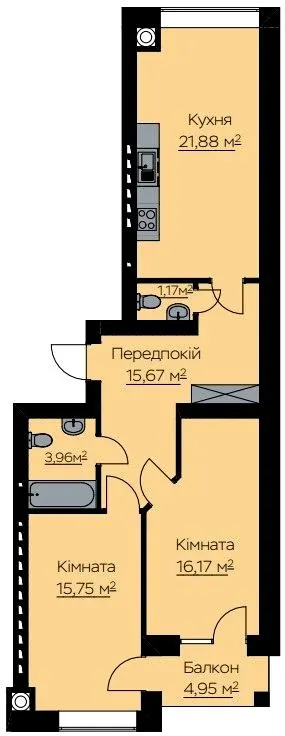 ЖК Світло — 76.1 м²