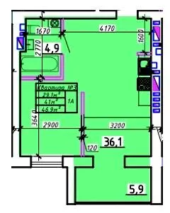 ЖК Олімп Модерн — 46.9 м²