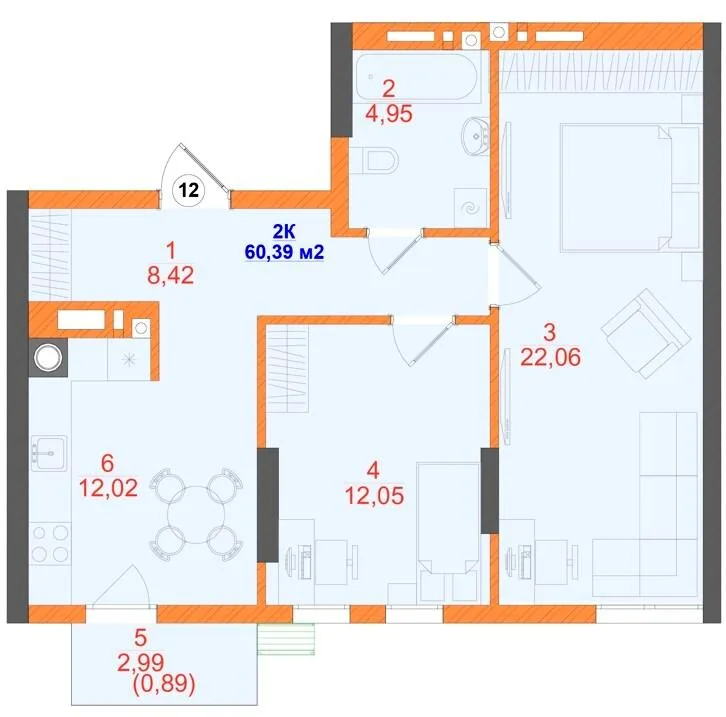 2-комнатная квартира, 60 м², вул. Олекси Алмазова, 4, Черновцы — фото 1