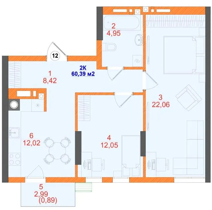 ЖК SKYLINE — 60.4 м²
