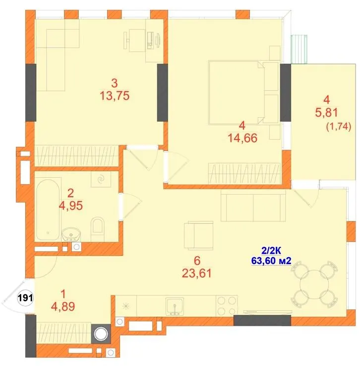ЖК SKYLINE — 63.6 м²