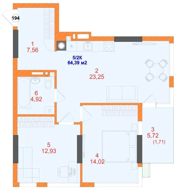 ЖК SKYLINE — 64.4 м²