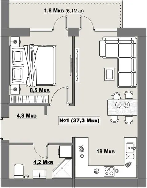 Клубний будинок NERESEN — 37.3 м²