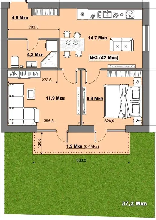 Клубний будинок NERESEN — 47 м²