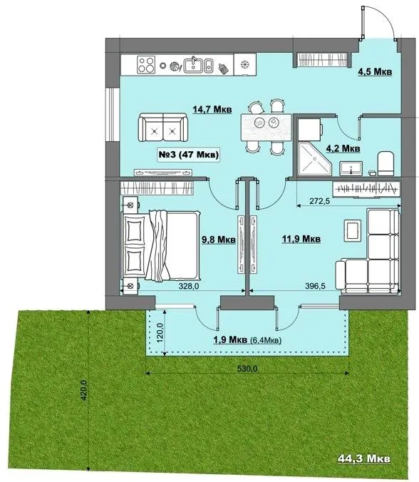 Клубний будинок NERESEN — 47 м²