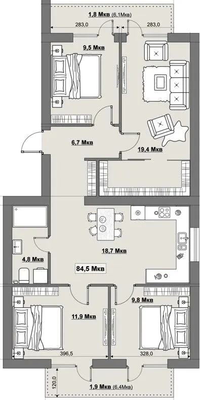 Клубний будинок NERESEN — 84.5 м²