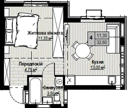 ЖК Plaza Kvartal 3 — 32.6 м²