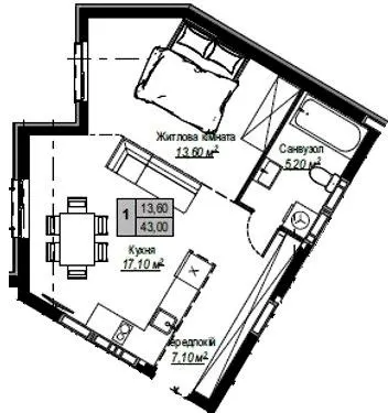 ЖК Plaza Kvartal 3 — 43 м²
