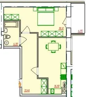 ЖК Видовий — 58.3 м²