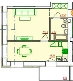ЖК Видовий — 45.4 м²
