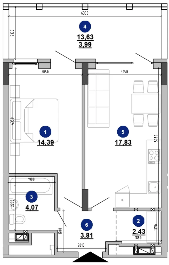 Hyde Park — 46.5 м²