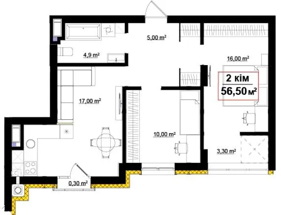 ЖК Опришівська Слобода — 56.5 м²