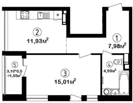 ЖК Феофанія City — 41.5 м²