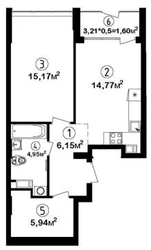 ЖК Феофанія City — 48.6 м²