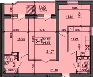 бул. Шевченка, 184, 186 — 96.5 м²