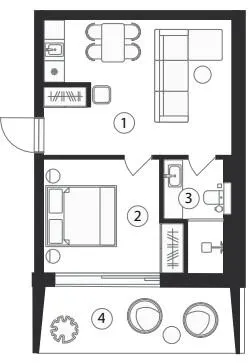 Апарт-готель SKOGUR — 40.3 м²