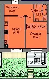 ЖК СКАНДИНАВІЯ — 52.6 м²