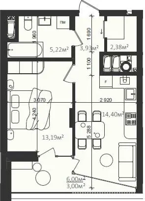 ЖК Well Prime — 41.8 м²