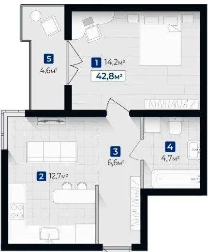 ЖК Козацький — 42.8 м²