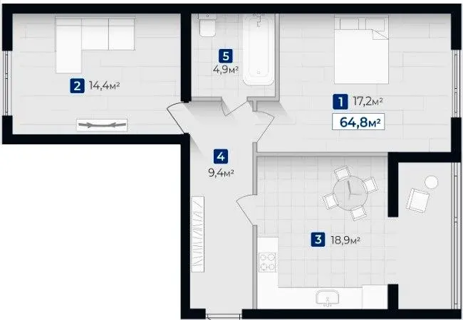 ЖК Козацький — 64.8 м²