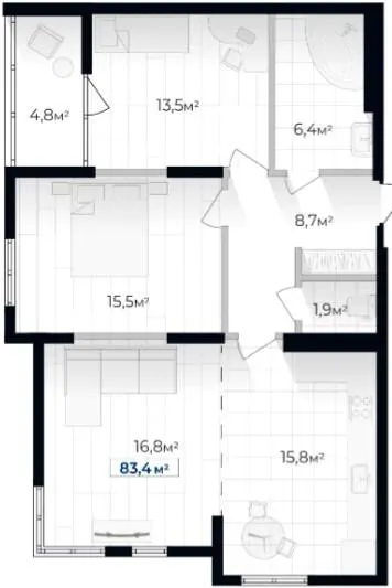 ЖК Senat — 83.4 м²