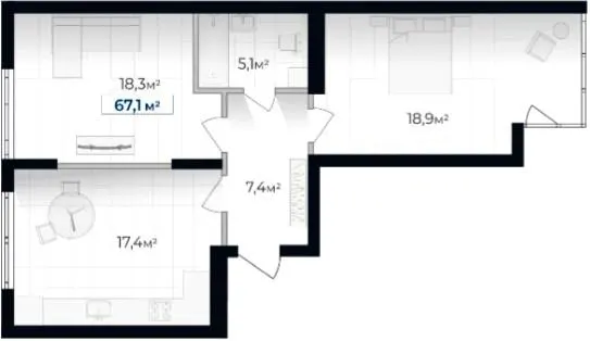 ЖК Senat — 67.1 м²