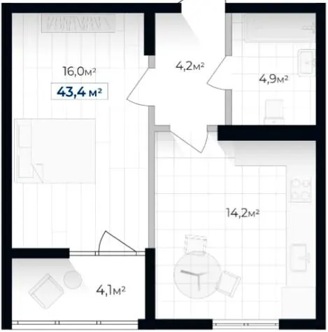 ЖК Senat — 43.4 м²