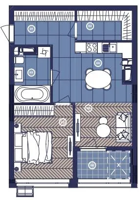ЖК Dnipro Island — 53.4 м²