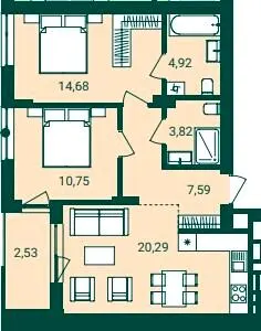 ЖК Novatsia — 64.6 м²