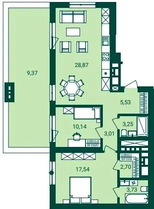 ЖК Novatsia — 84.1 м²