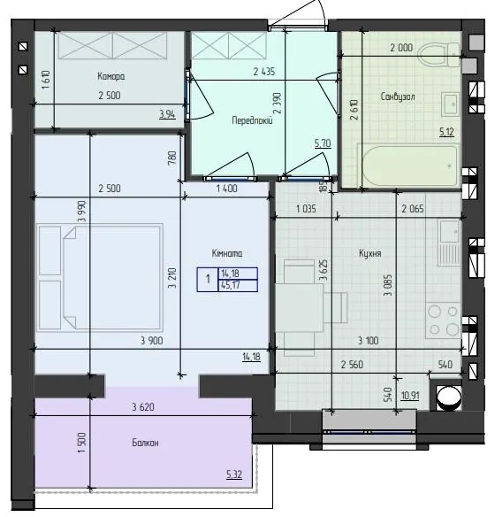 ЖК 9 Район — 45.2 м²