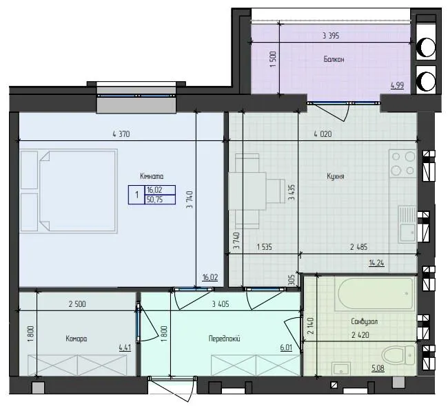 ЖК 9 Район — 50.8 м²